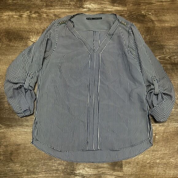 Zara Basic Striped Blouse Size Medium - Picture 1 of 8